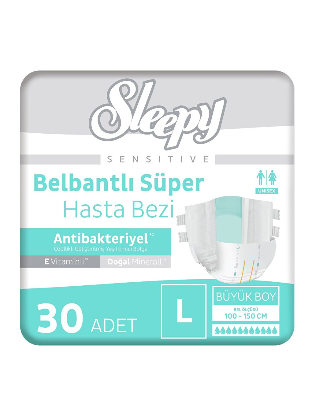 Sensitive Antibakteriyel Süper Yetişkin Hasta Bezi Large 30 Adet