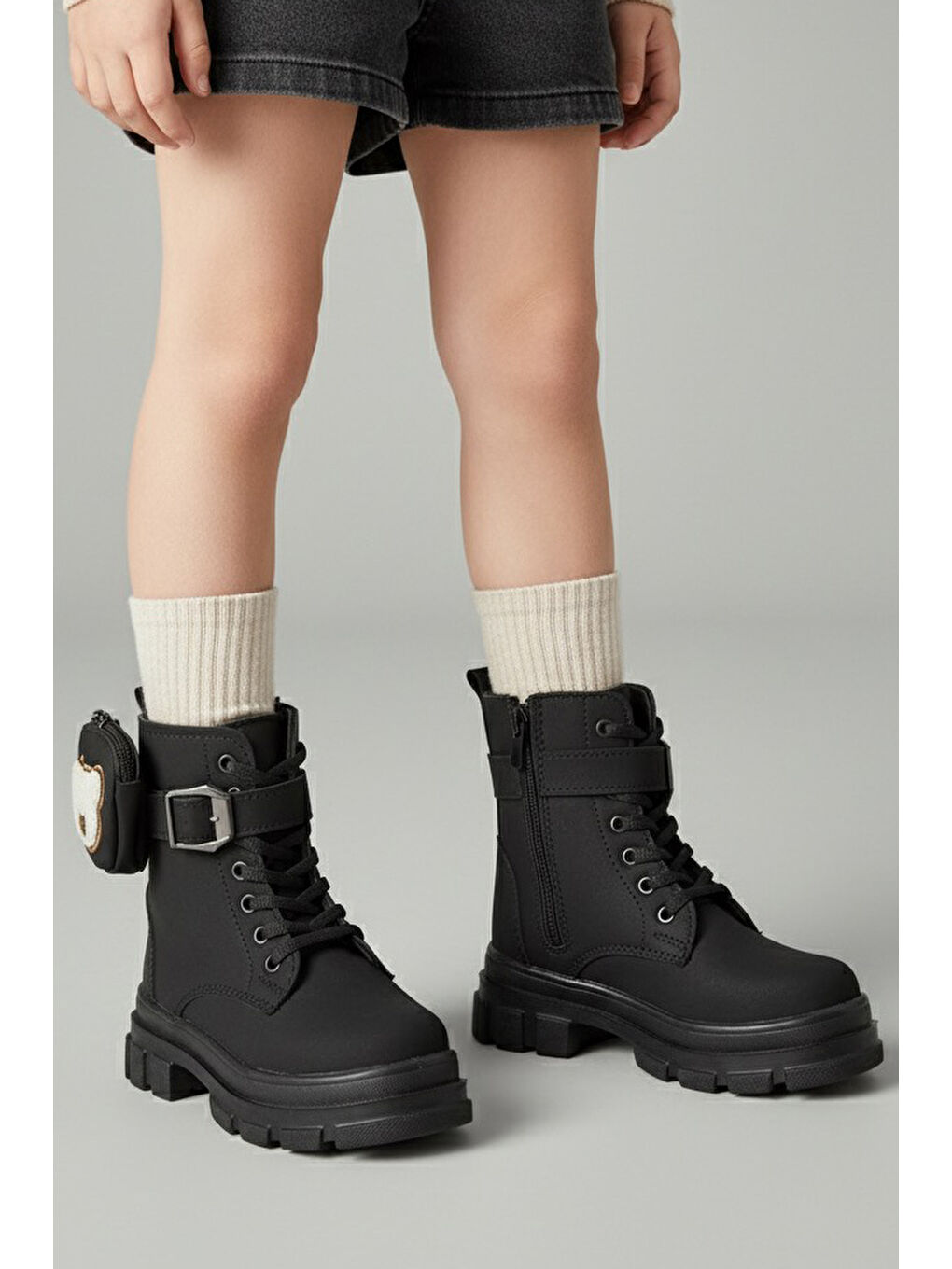 Kız Çocuk Siyah Mini Cüzdan Fermuarlı Bot - 27895-SIYAH-1