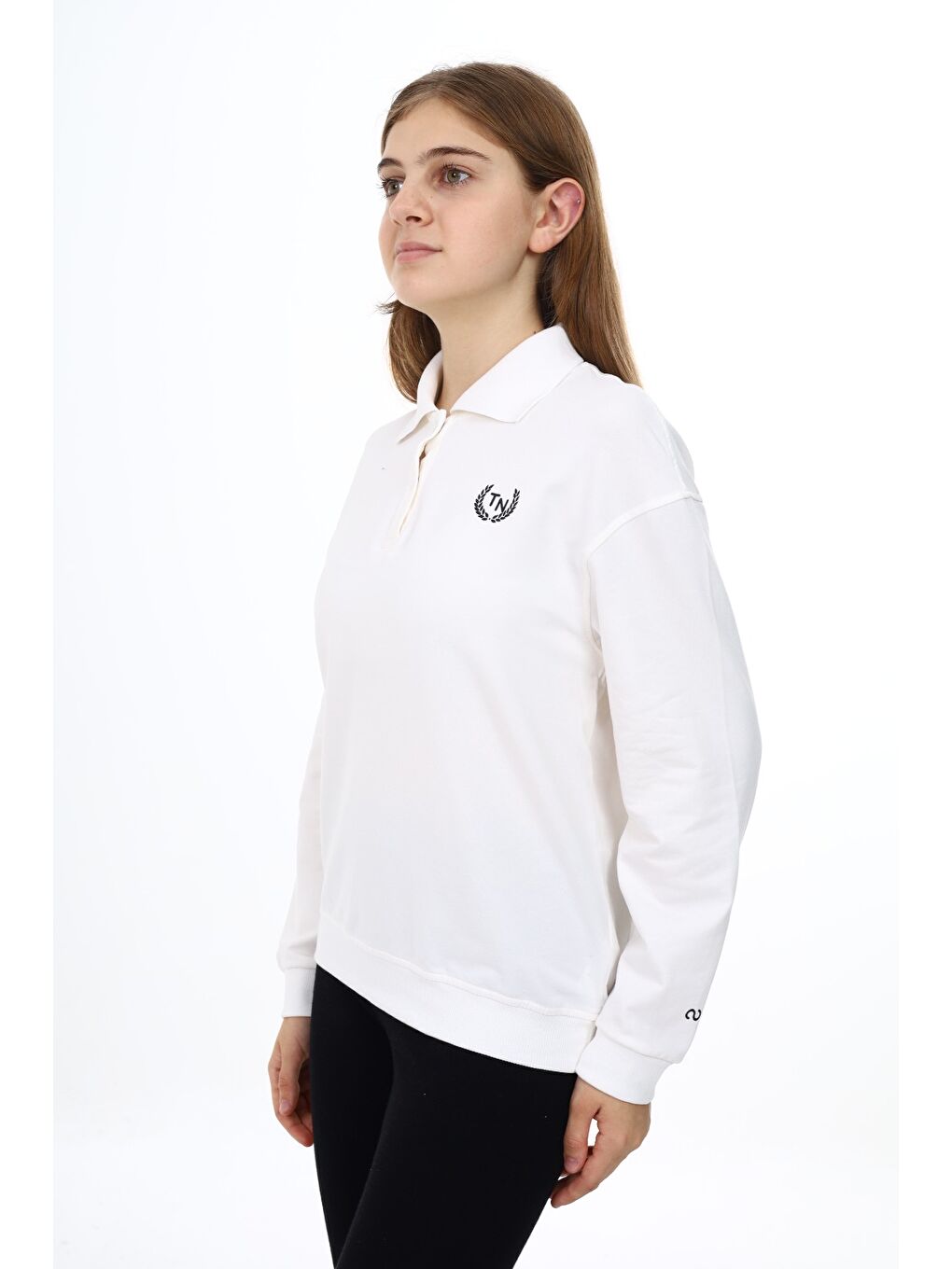 Ekru Kız Çocuk Baskılı Sweatshirt-1