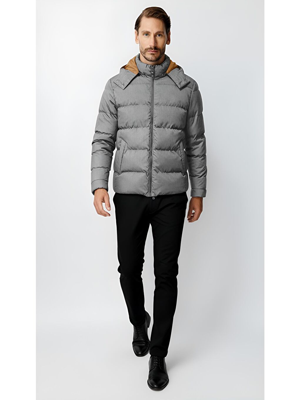 Gri Erkek Grİ Standart Şişme Mont-1