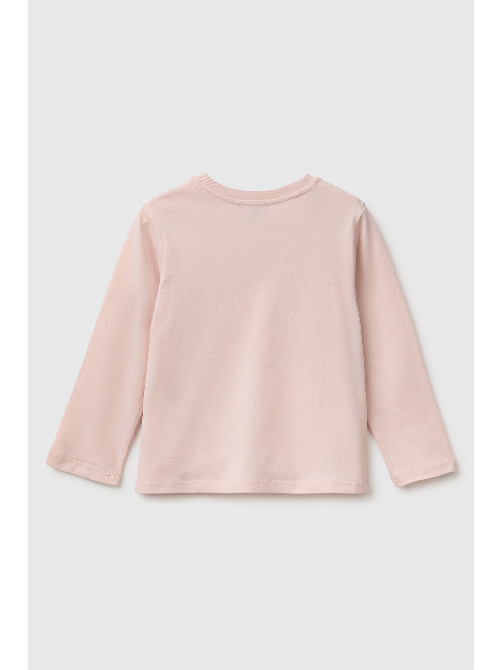 Pembe Kız Bebek Pudra Önü Baskılı Uzun Kollu Tişört-1