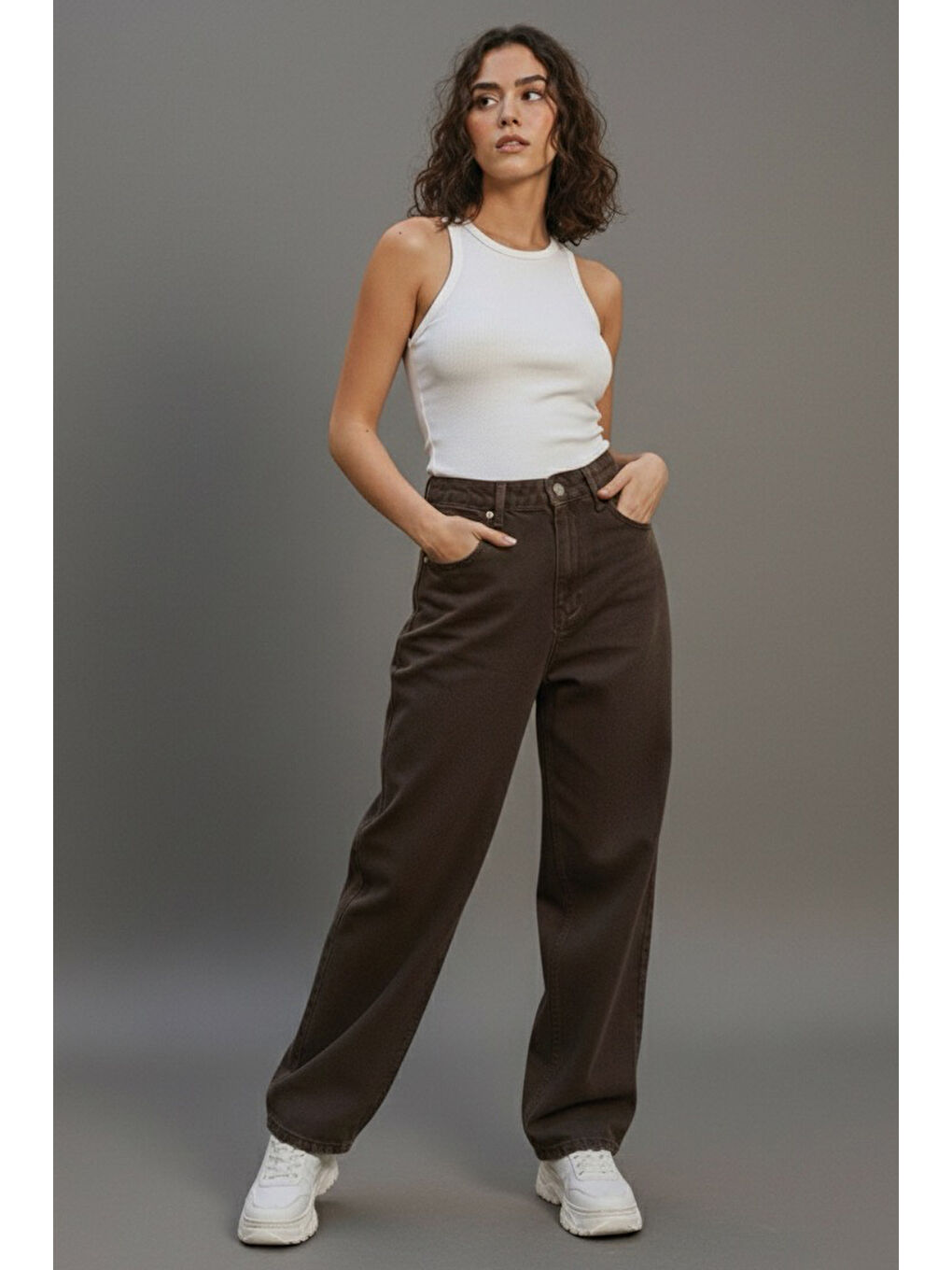Kahverengi Palazzo Jean Pantolon Kahve - 28060-KAHVE-1
