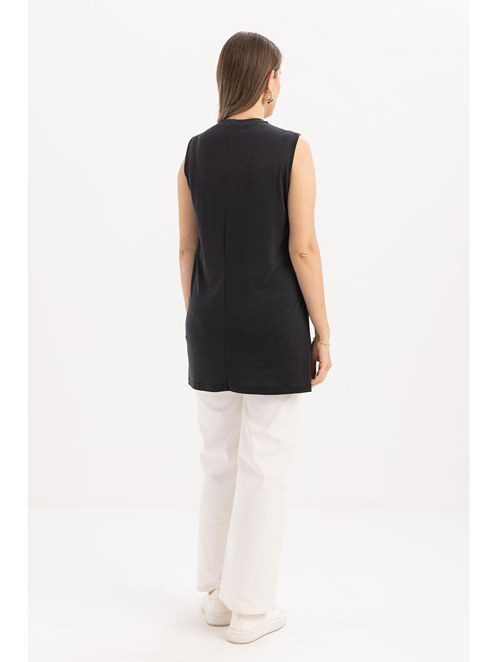 Siyah-Basıc Sıfır Kol İçlik Tunik-3