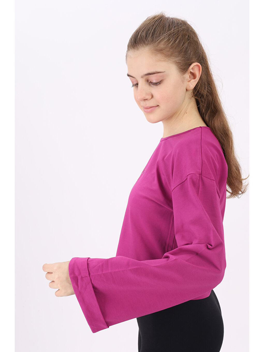 Mürdüm Kız Çocuk Baskılı Tişört-1