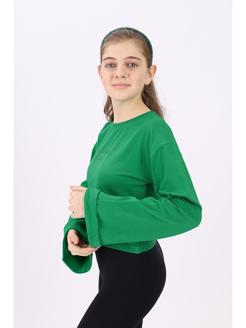 Yeşil Kız Çocuk Baskılı Tişört