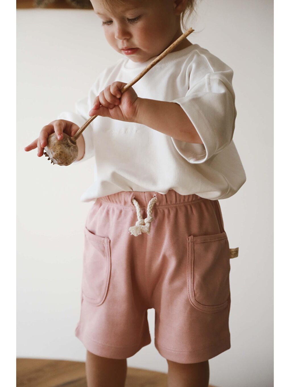 Pembe Basic Cepli Çocuk Şort-1