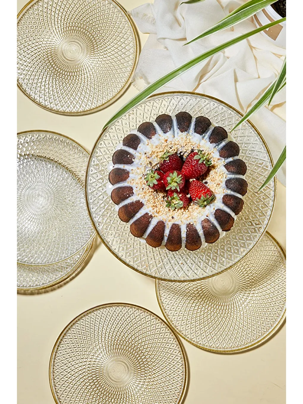 Renksiz Mina 7 Parça Pasta/Kek/Tatlı Sunum Tabağı Seti-2