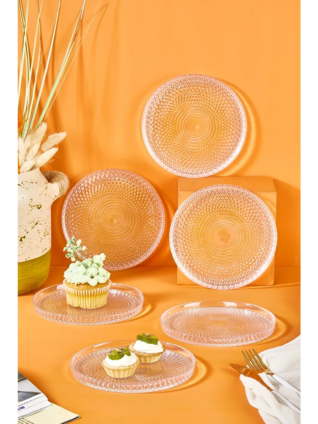 Renksiz Mina 16 CM 6 Parça Pasta/Kek/Tatlı Tabak Seti