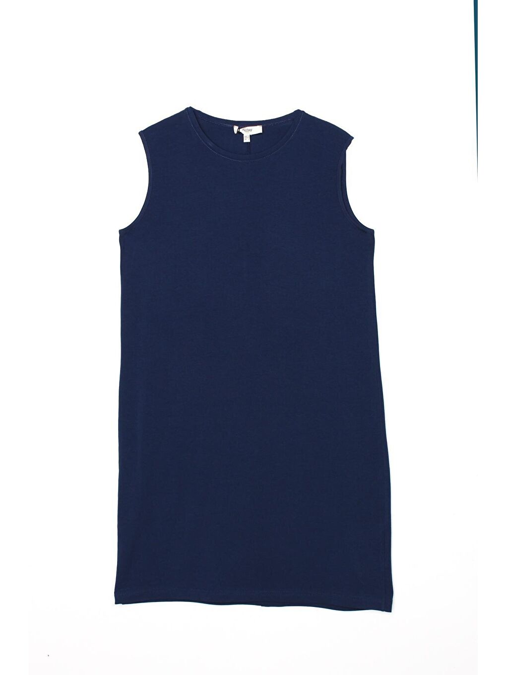 Koyu Mavi Yaka Biyeli Kolsuz Basic Tunik-3