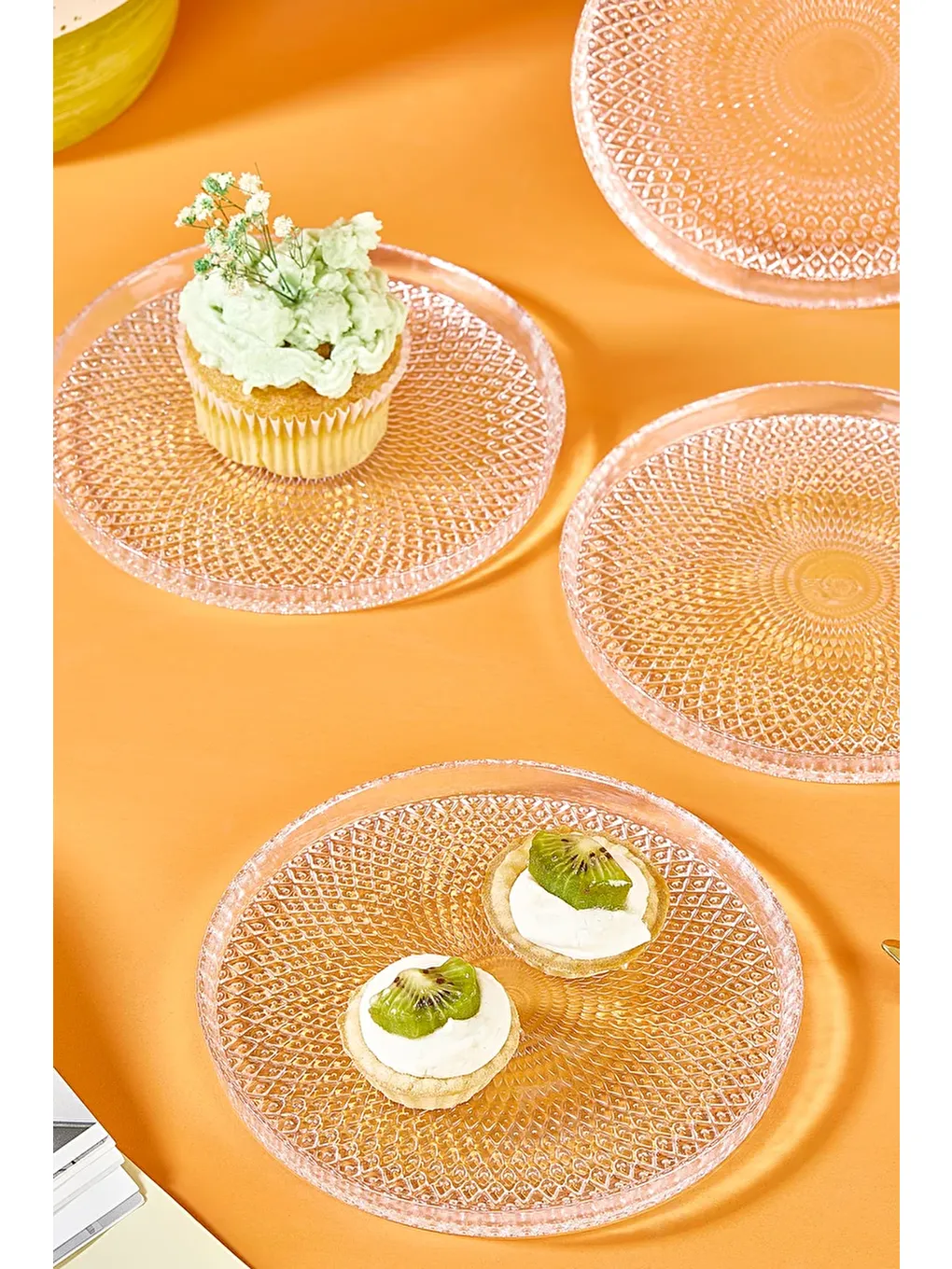 Renksiz Mina 16 CM 6 Parça Pasta/Kek/Tatlı Tabak Seti-1