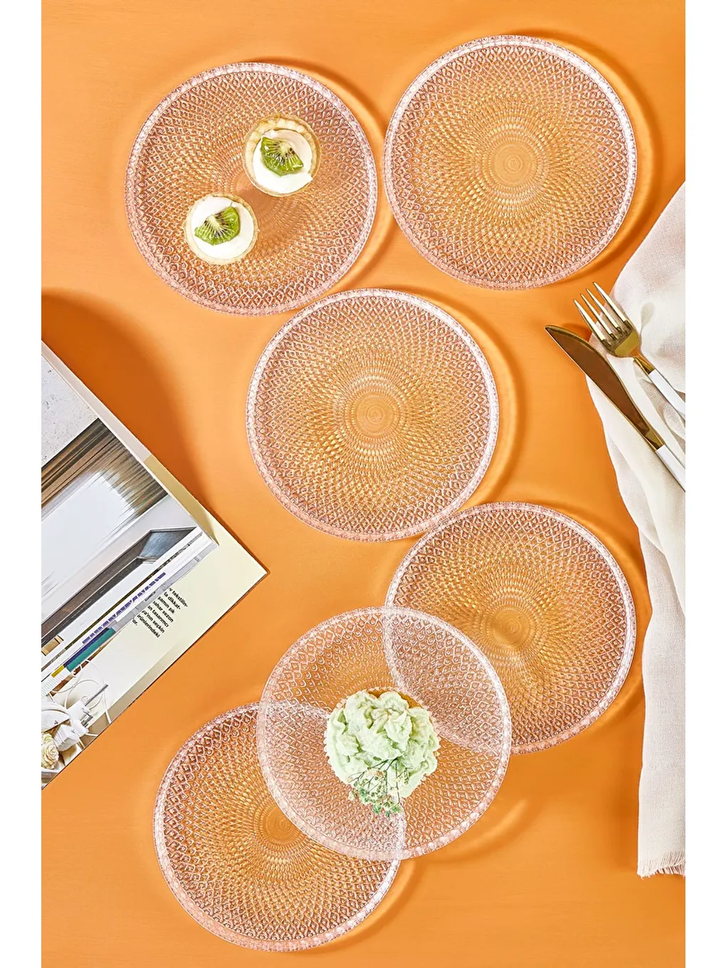 Renksiz Mina 16 CM 6 Parça Pasta/Kek/Tatlı Tabak Seti-2