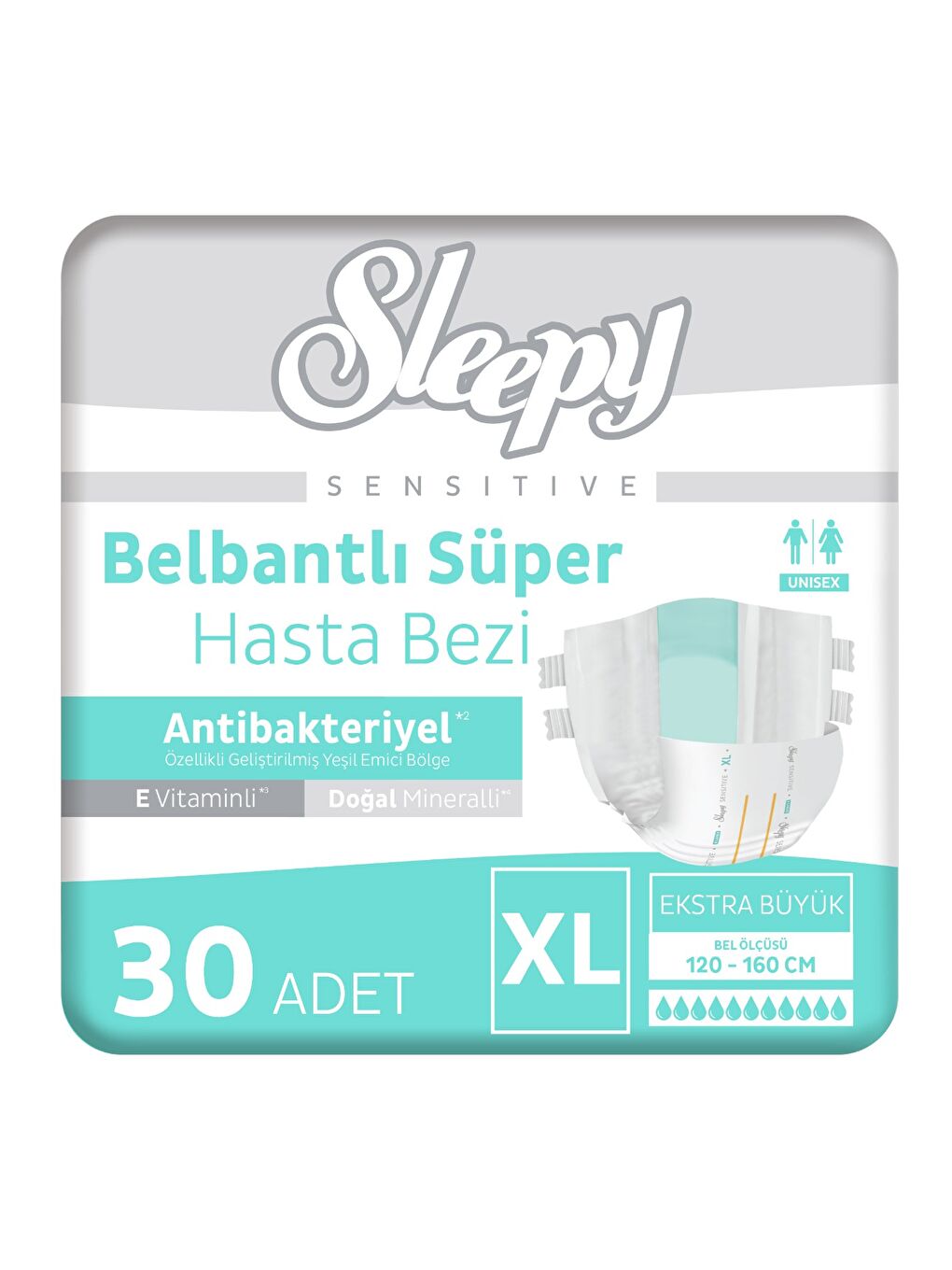 Sensitive Antibakteriyel Süper Yetişkin Hasta Bezi Xlarge 30 Adet