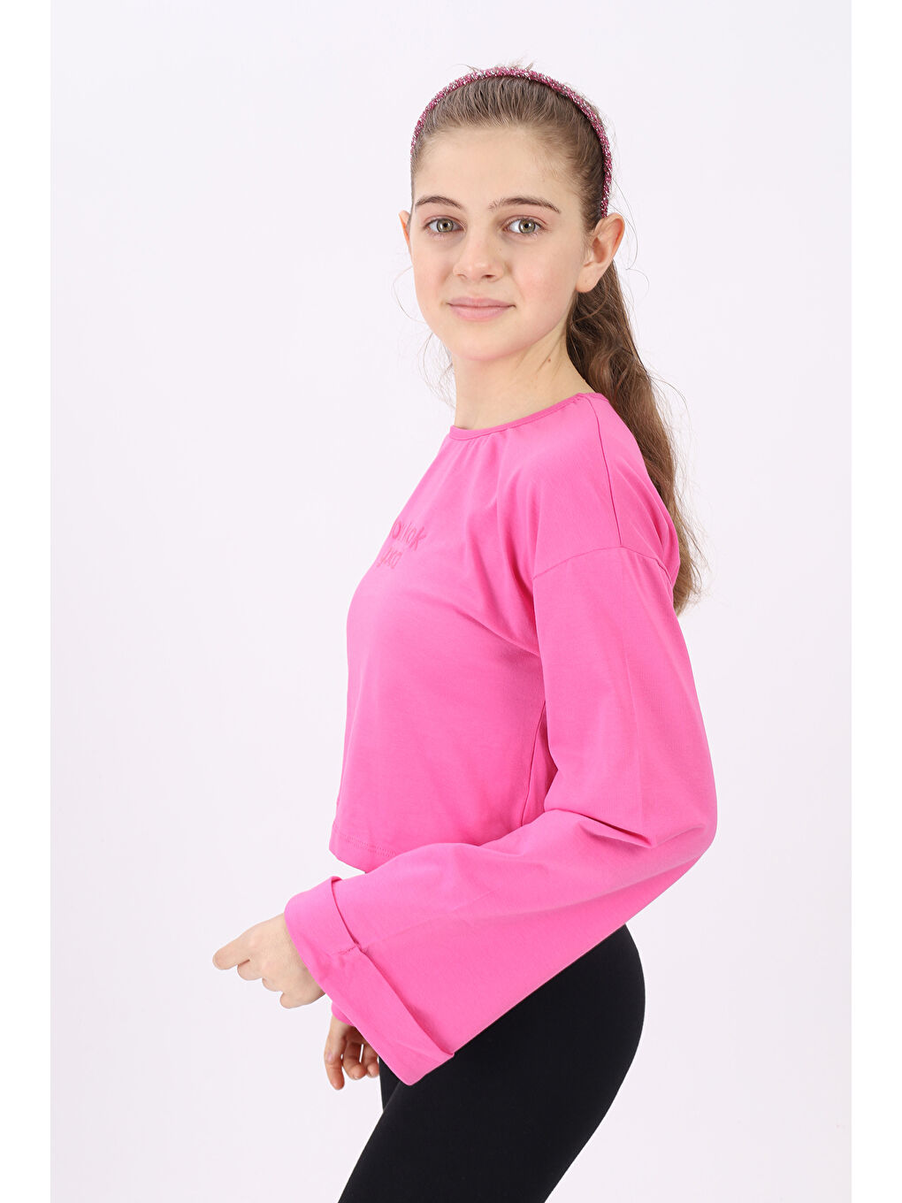 Fuşya Kız Çocuk Baskılı Tişört-1