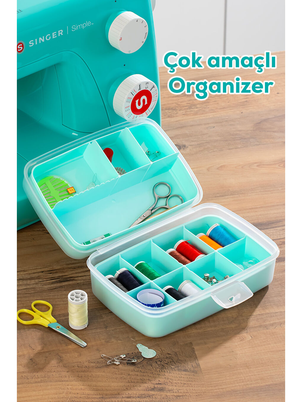 1192-1 Premium 12 Bölmeli Çok Amaçlı Organizer Saklama Kabı Yeşil
