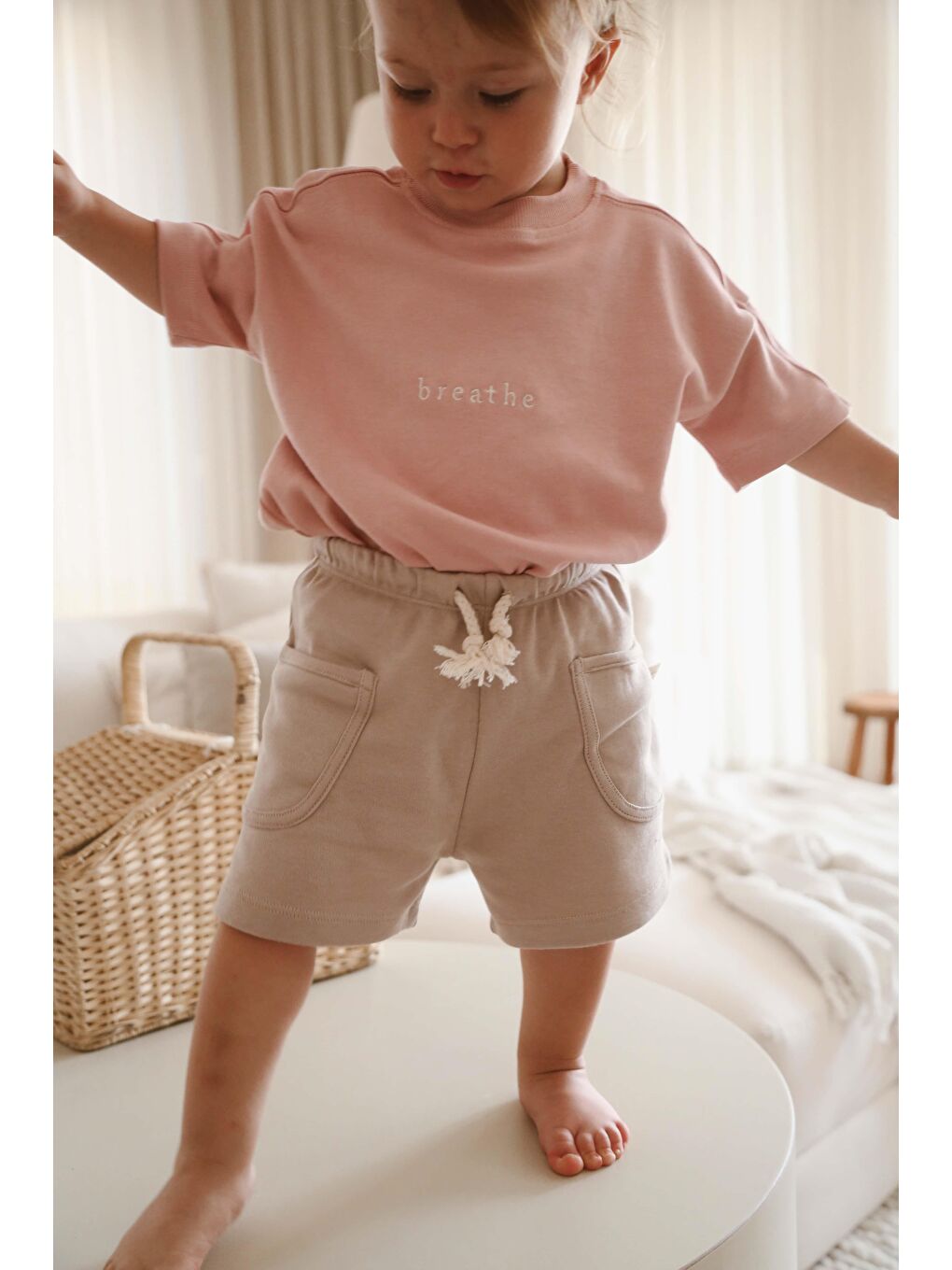 Bej Vizon Basic Cepli Çocuk Şort-3