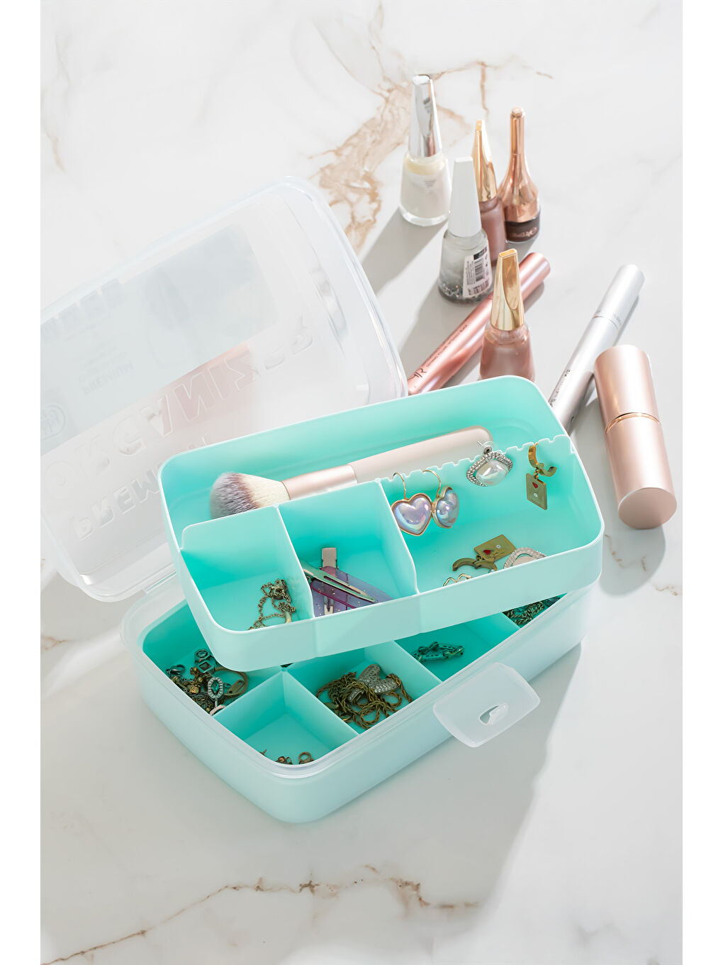 1192-1 Premium 12 Bölmeli Çok Amaçlı Organizer Saklama Kabı Yeşil-1