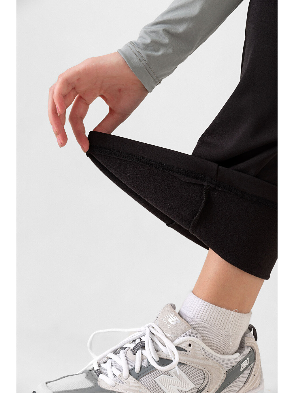 Siyah Warm bootcut geniş paça lastikli şardonlu kışlık  dalgıç  kadın pantolon-3