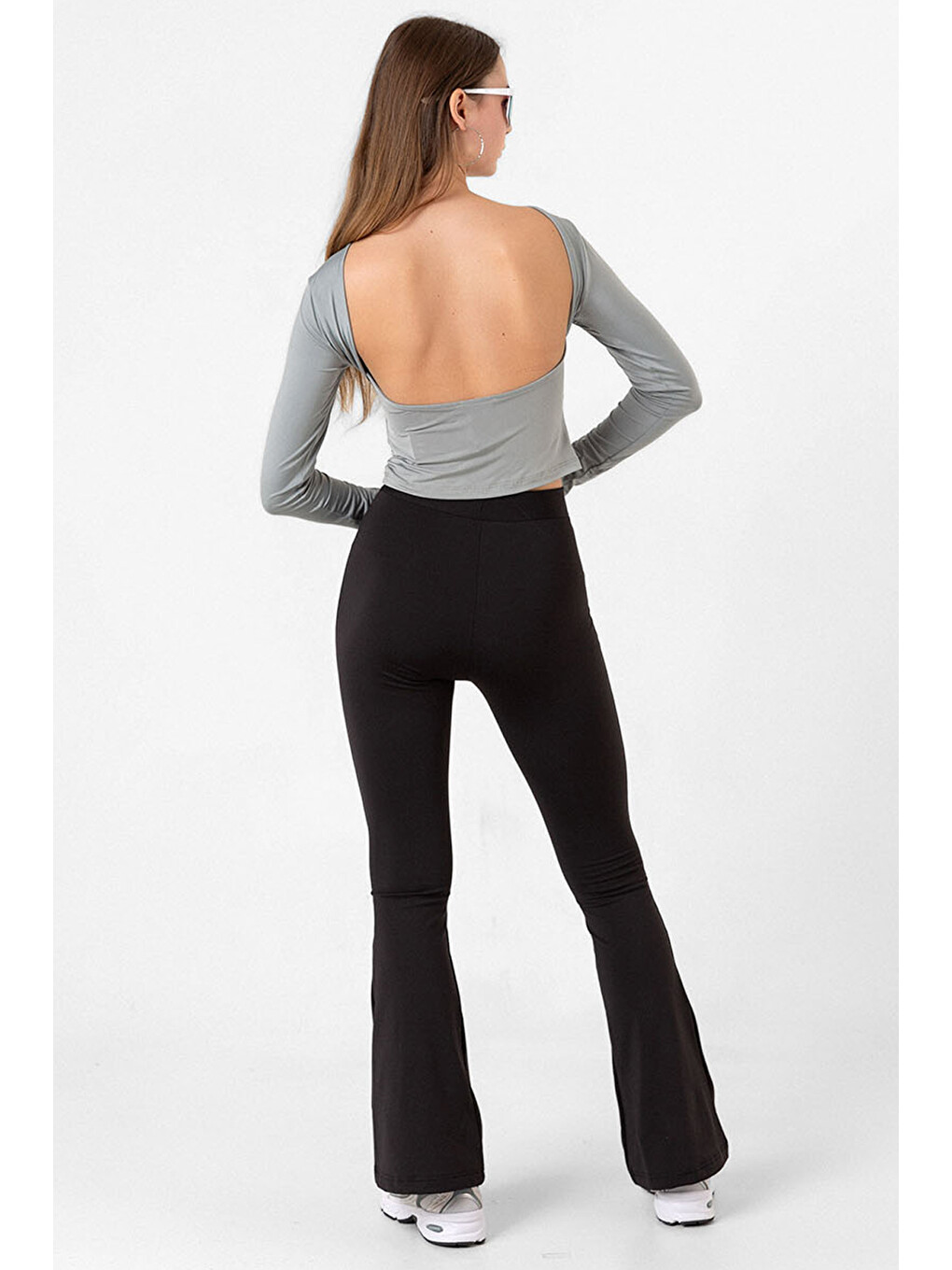 Siyah Warm bootcut geniş paça lastikli şardonlu kışlık  dalgıç  kadın pantolon-6