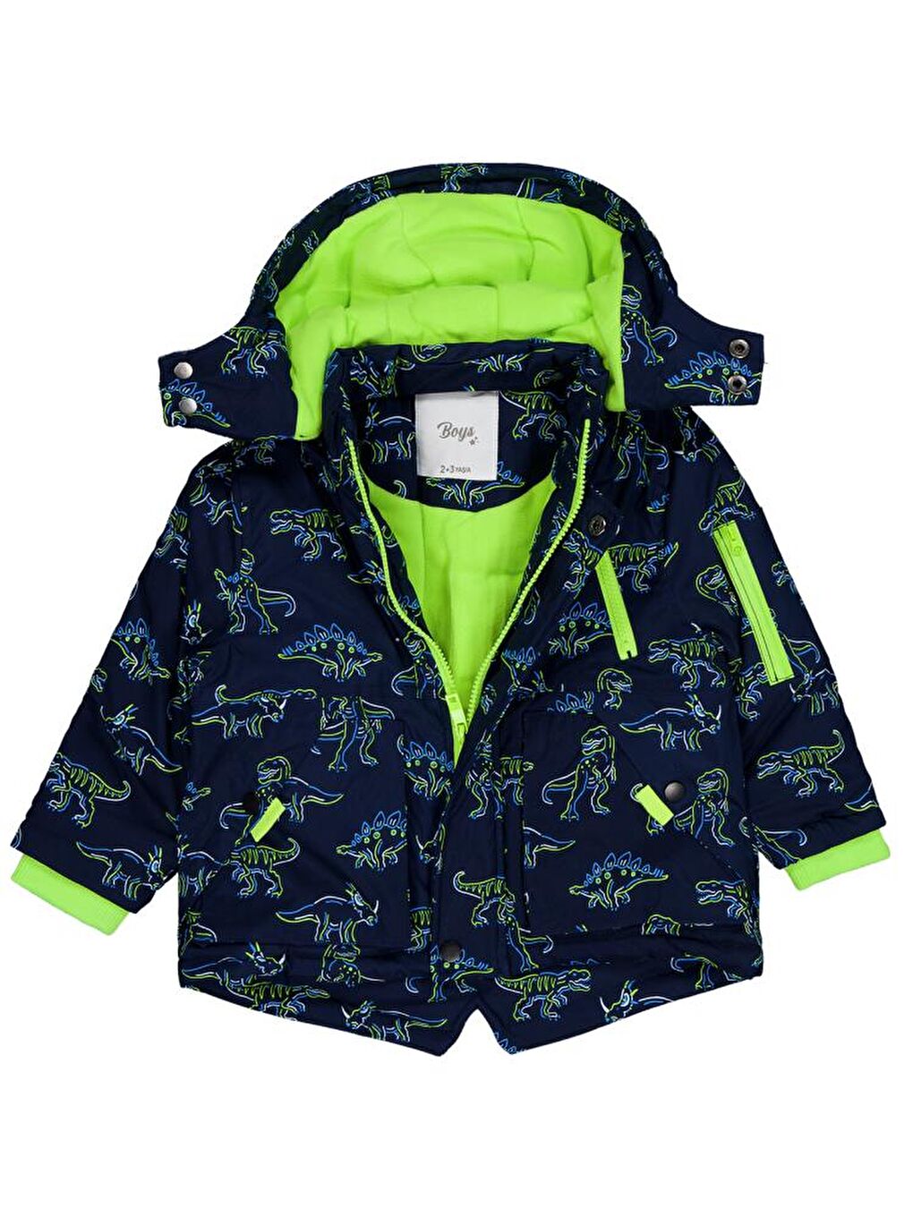 Lacivert Boys Dinozor Baskılı 2-5 Yaş Mont-1