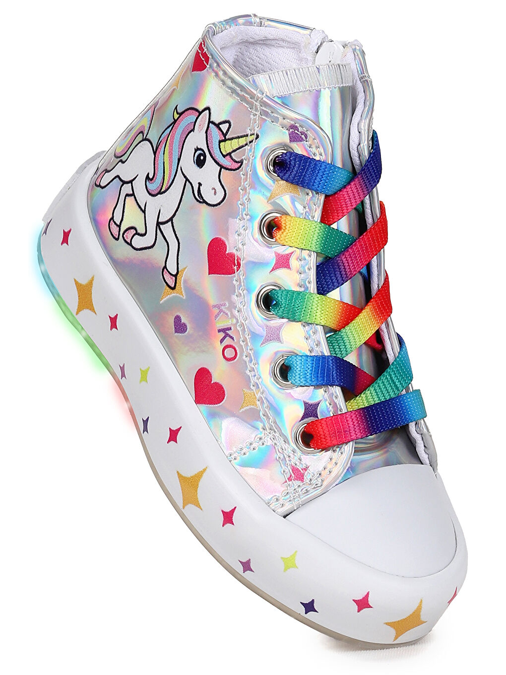 Gri Pames Fermuarlı Işıklı Kız Çocuk Spor Ayakkabı