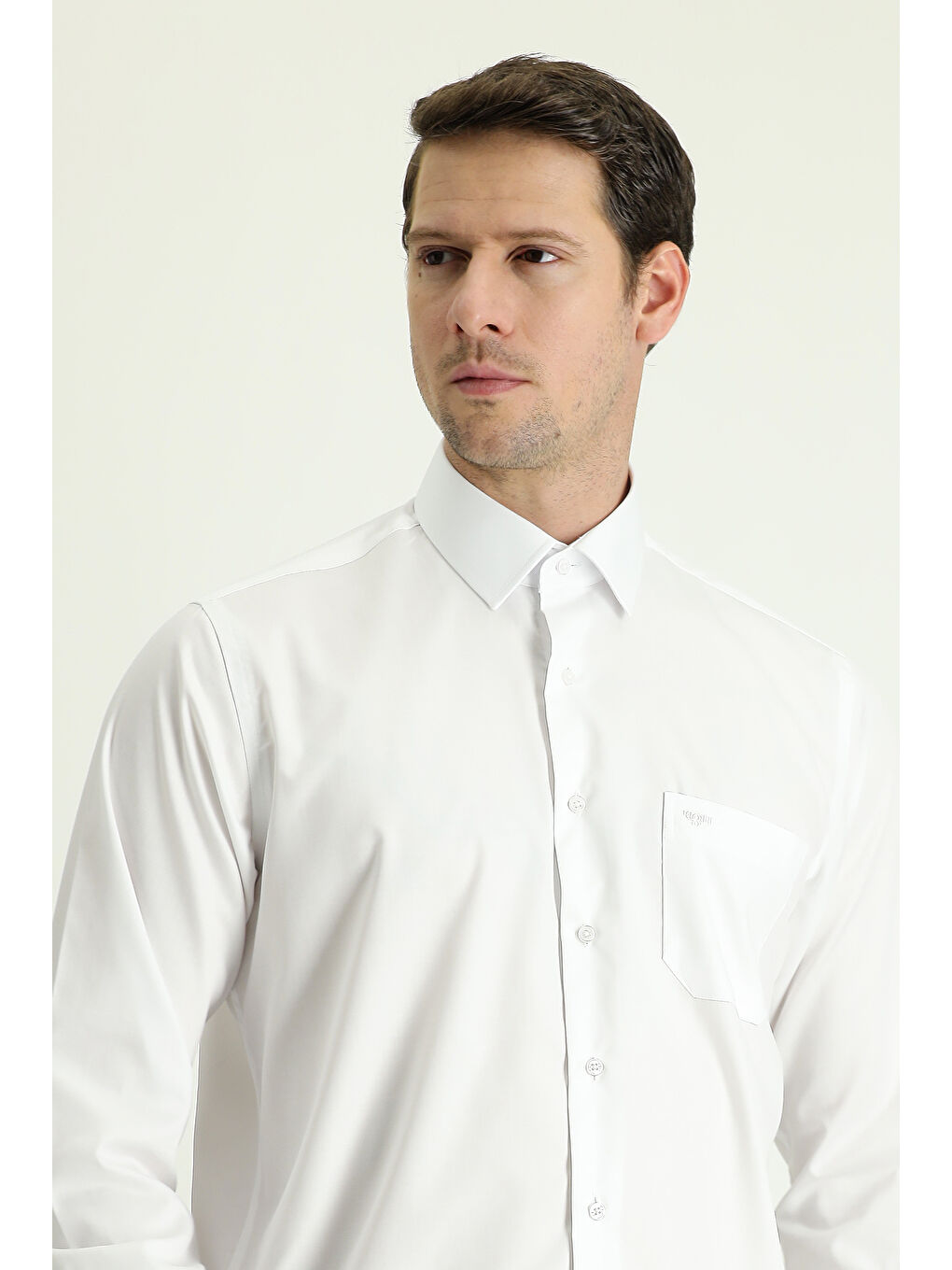 Beyaz Uzun Kol Non Iron Saten Klasik Pamuklu Büyük Beden Gömlek-1