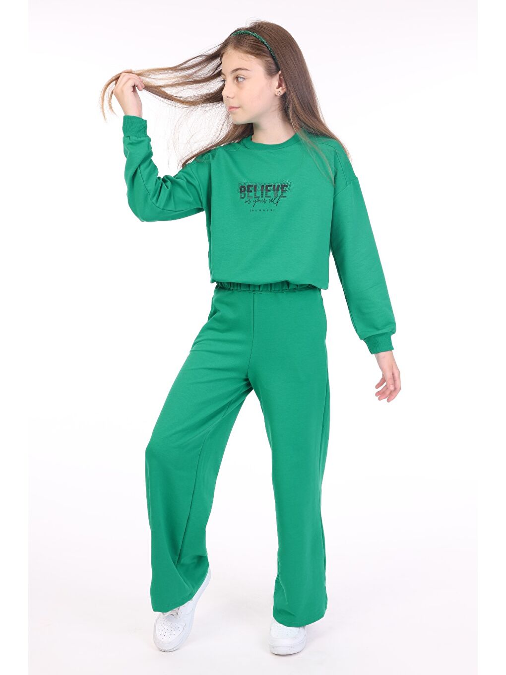 Yeşil Kız Çocuk Baskılı Eşofman Takım