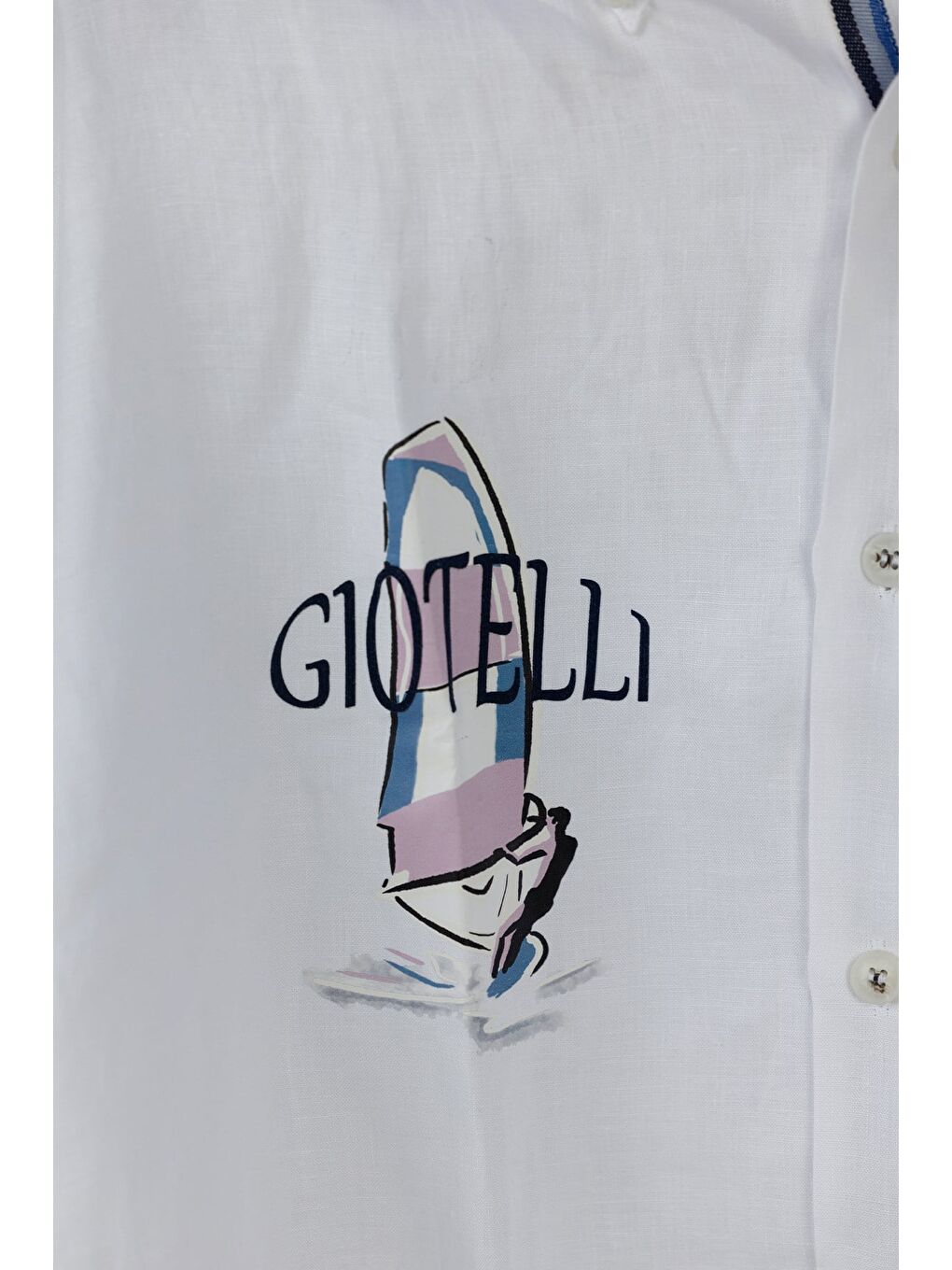 Giotelli Erkek Beyaz Dar Kesim Slim Fit Dokuma Baskılı Klasik Yaka Gömlek-4