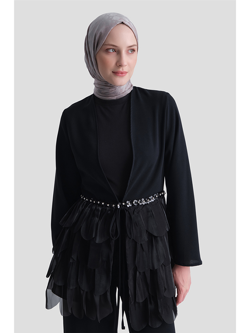 Tüy Detaylı Takım Siyah-3