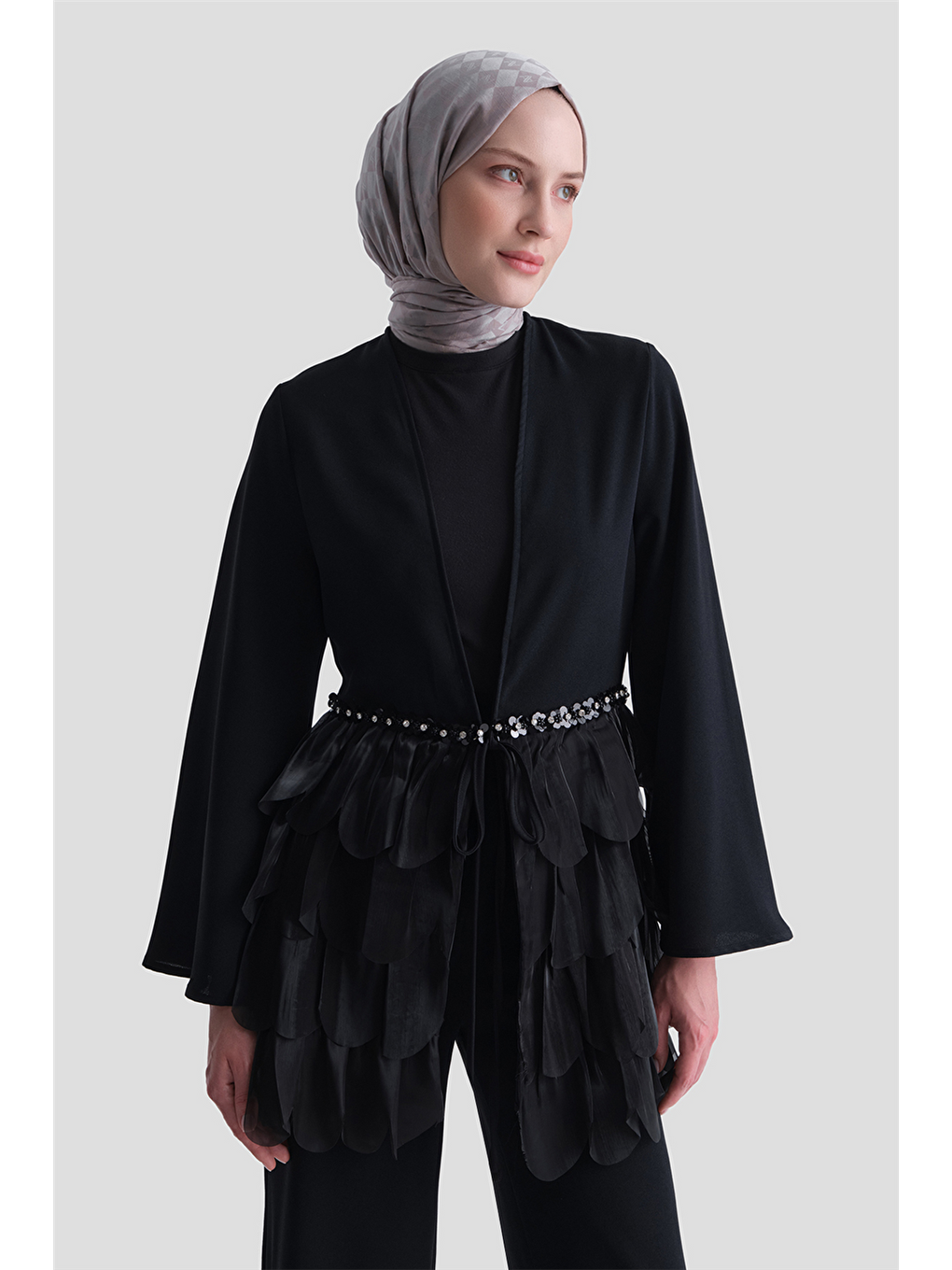 Tüy Detaylı Takım Siyah-4