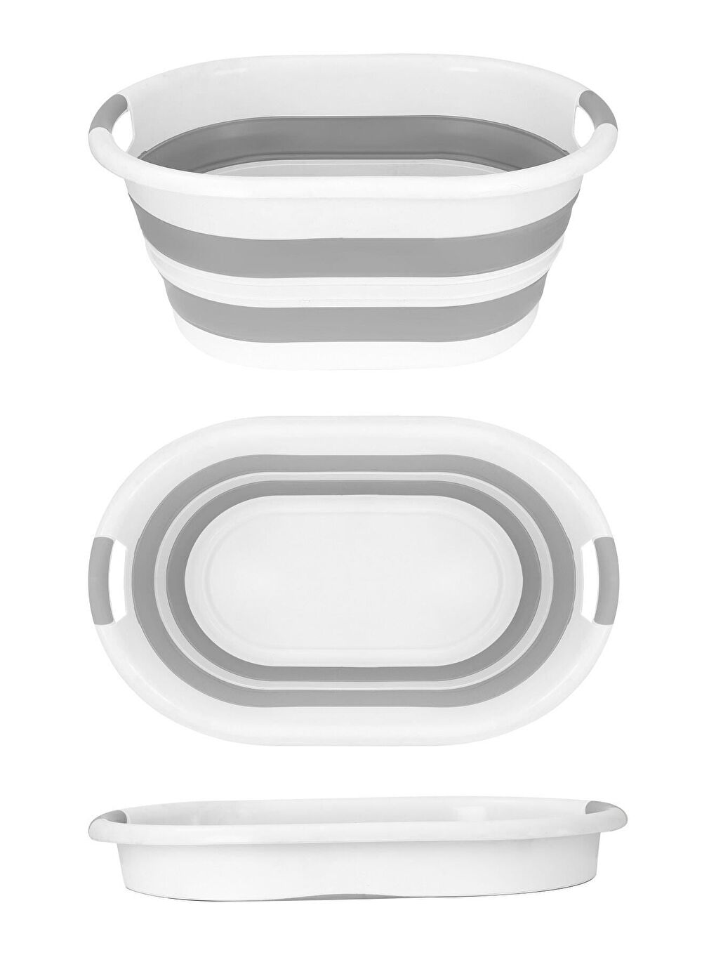 Gri Mega Boy Katlanabilir Silikon Çamaşır Sepeti Büyük Boy Vip Akordiyon Sepet-2