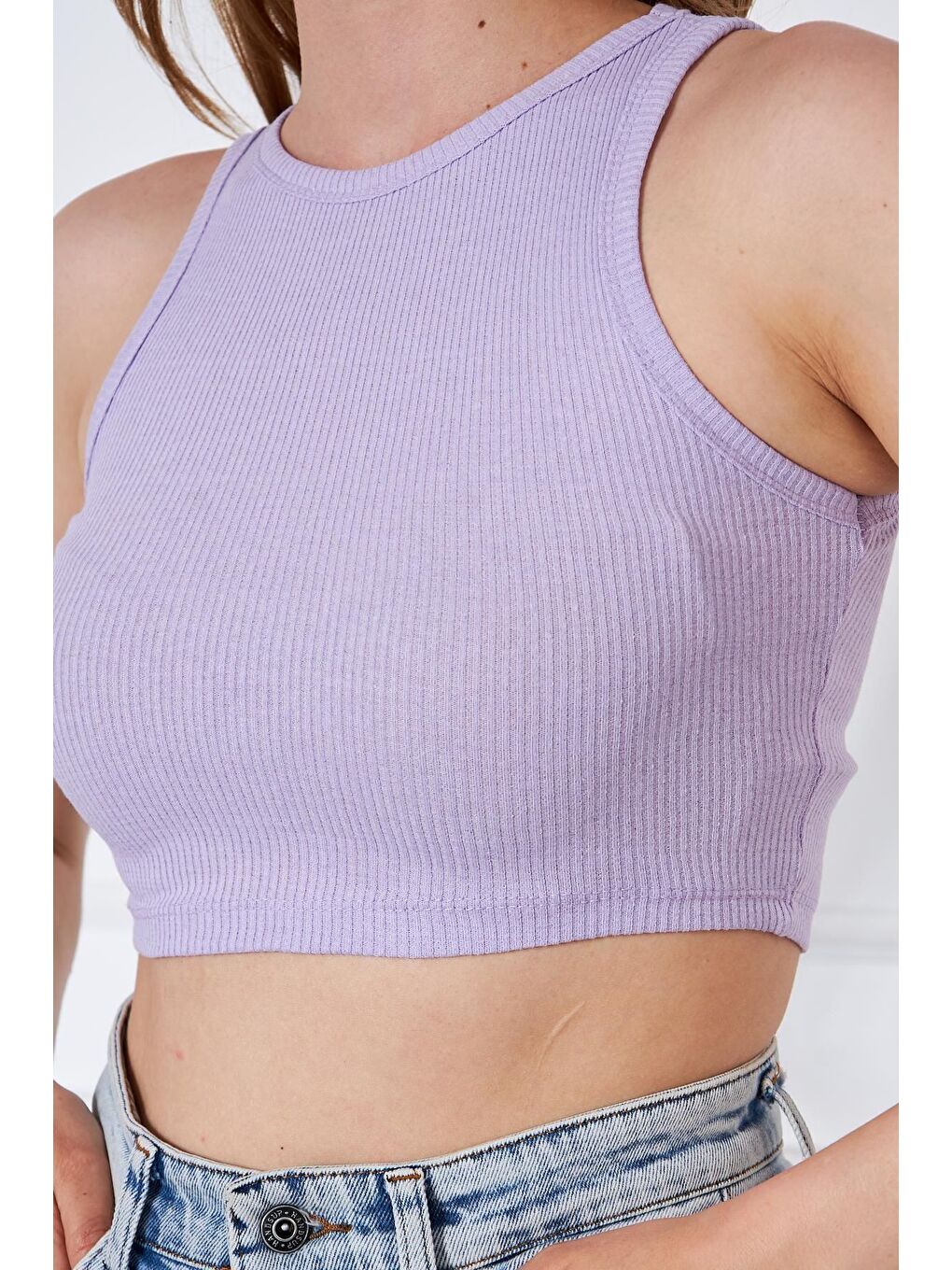 Kadın Crop Top Kırmızı Lila Bluz-1