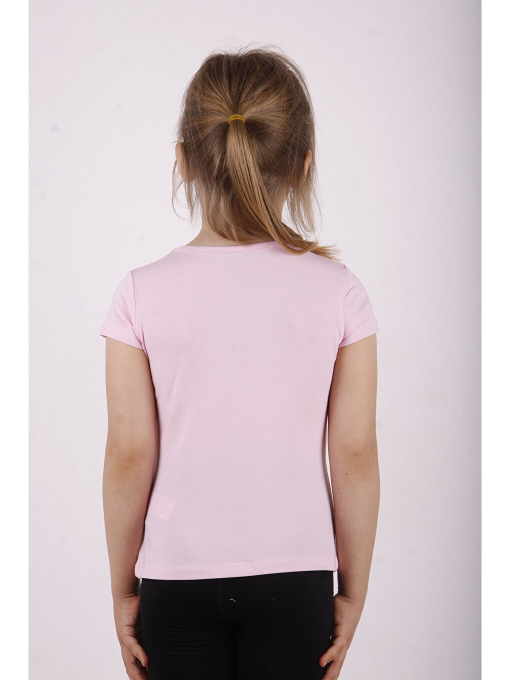 Pembe Kız Çocuk Kalpli Tavşan Baskılı Tişört-2