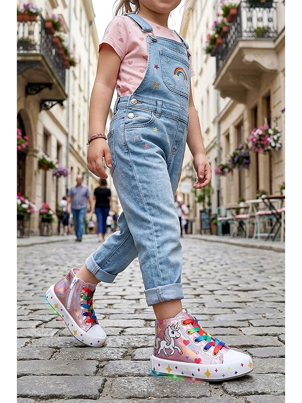 Pembe Pames Fermuarlı Işıklı Kız Çocuk Spor Ayakkabı-2