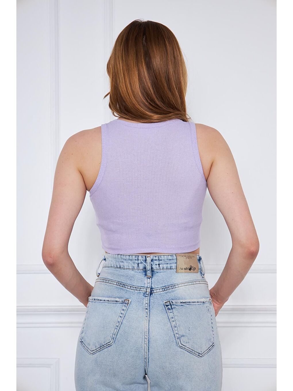 Kadın Crop Top Kırmızı Lila Bluz-5