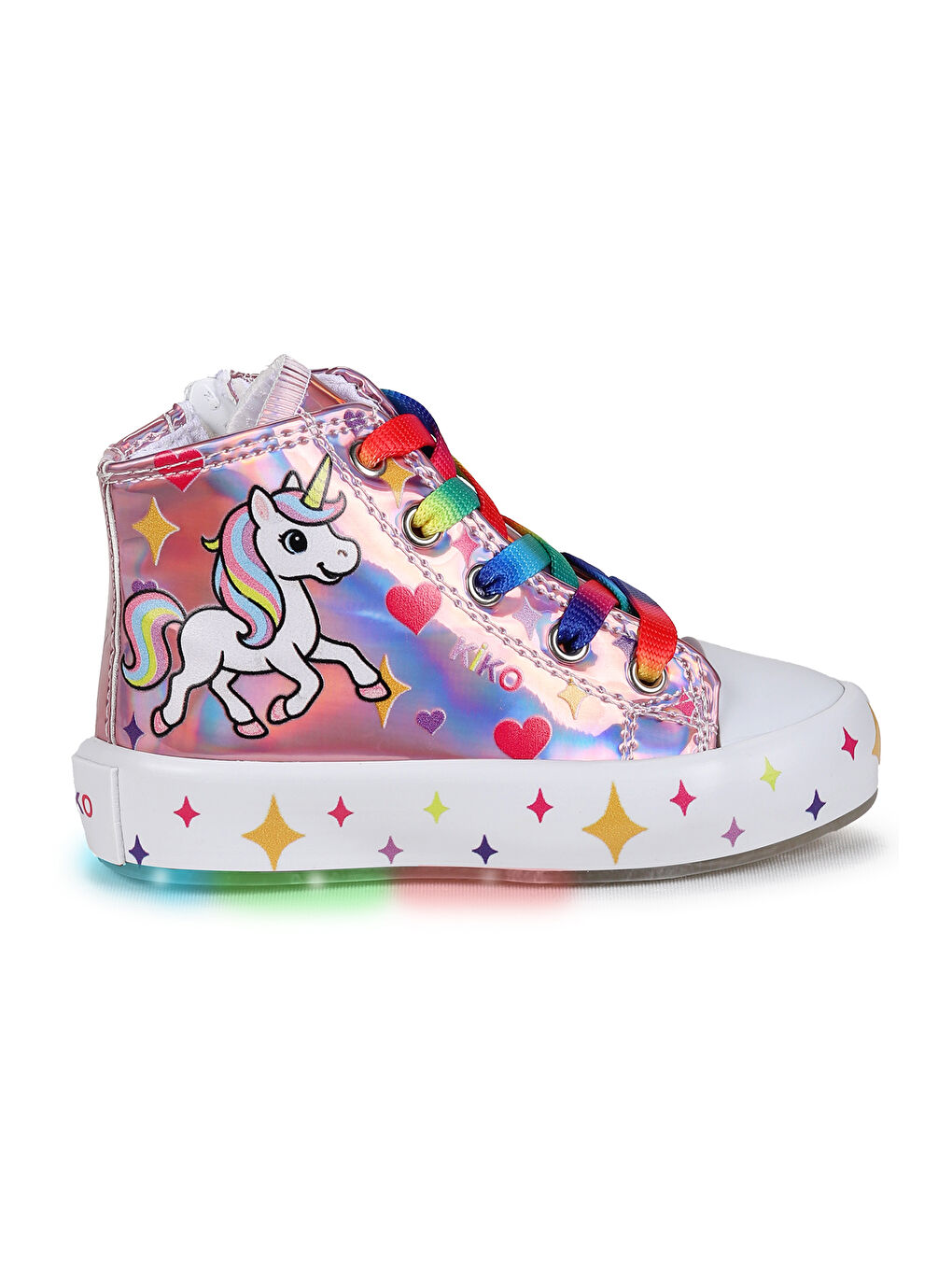 Pembe Pames Fermuarlı Işıklı Kız Çocuk Spor Ayakkabı-3