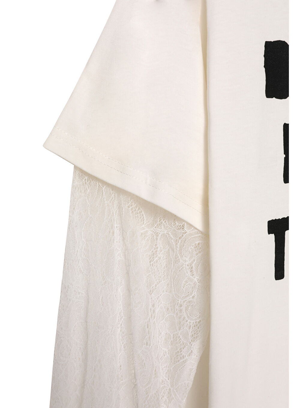 Kalın Yazı Baskılı Oversize Tişört Ekru-2