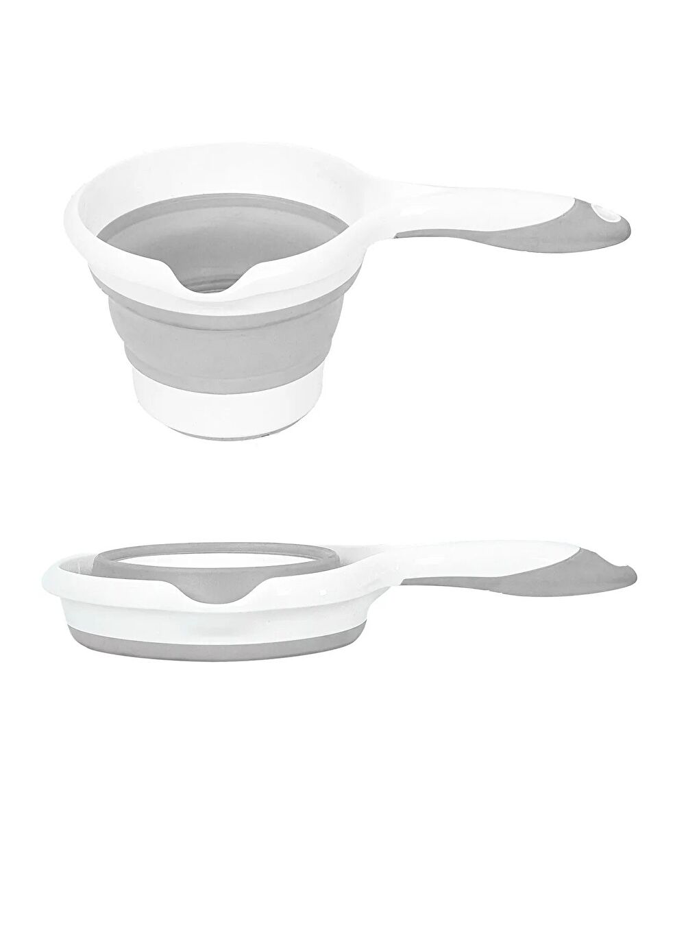 Gri 3lü Set Katlanabilir Çamaşır Sepeti Katlanabilir Akordiyon Su Kovası-3