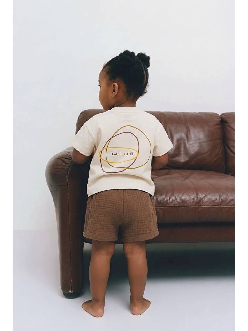 Karışık Unisex Bebek Pamuklu Ekru Logo Baskılı Tişört Şort Takım-2