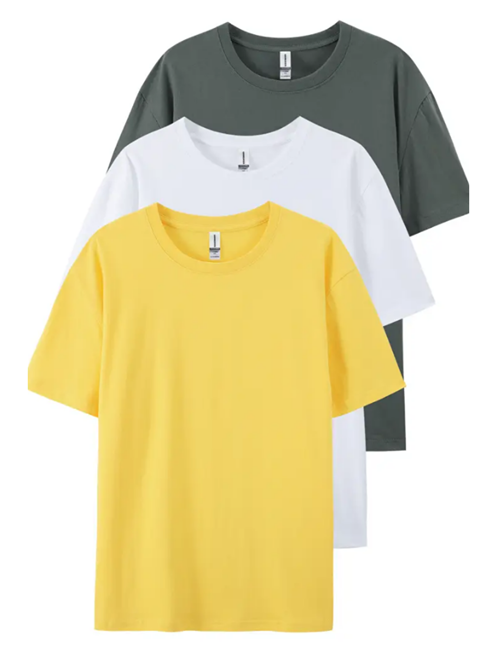 Karışık Füme Beyaz Sarı  3'lü Basic Bisiklet Yaka Tişört