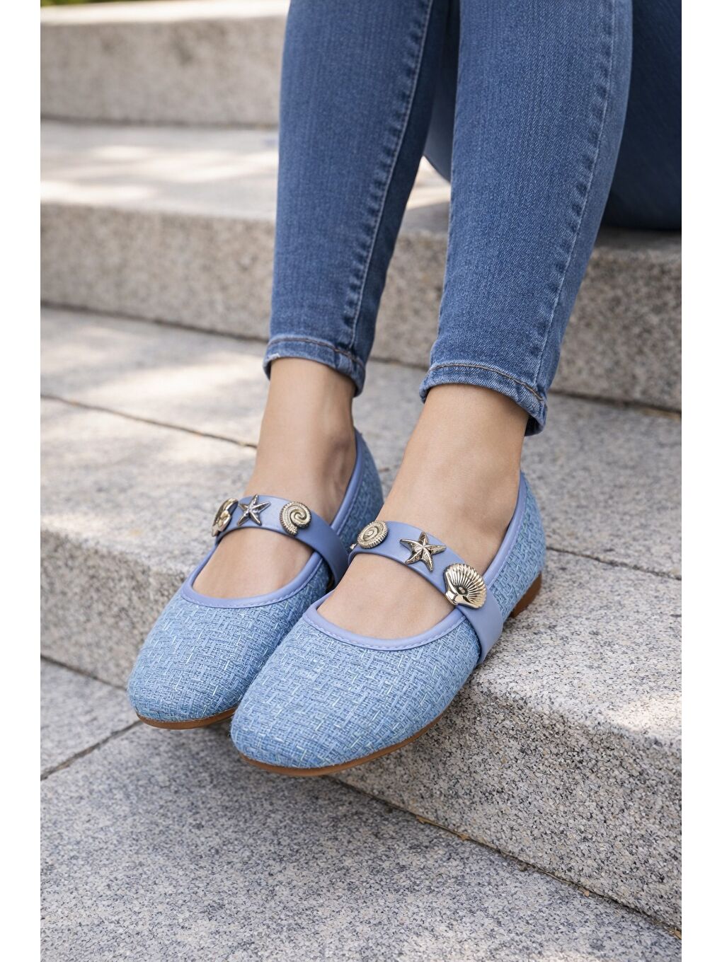 Mavi CAPRI Tiftikli Turalı Babet Günlük Kadın Ayakkabı Ev Babeti