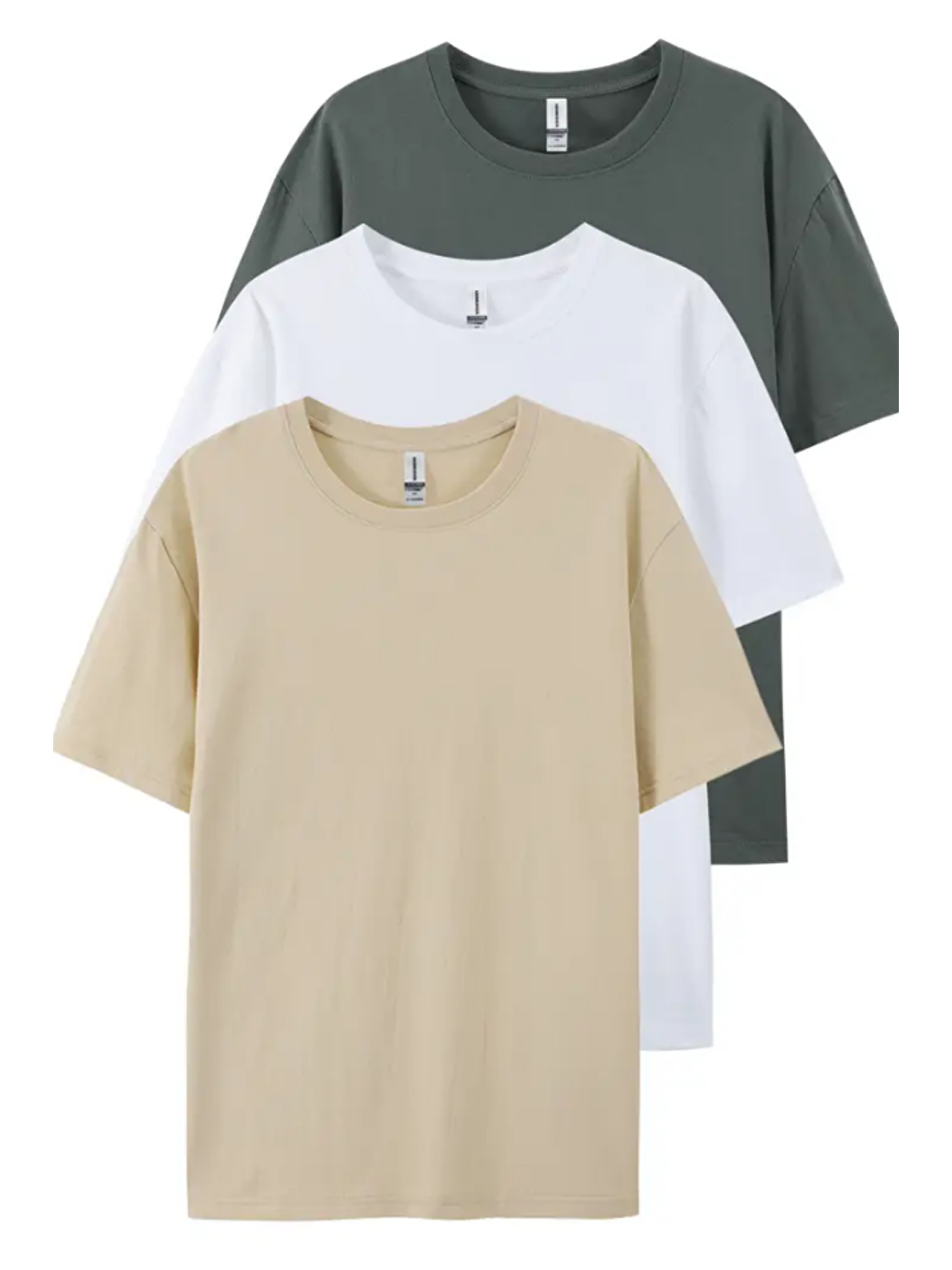 Karışık Füme Beyaz Krem  3'lü Basic Bisiklet Yaka Tişört