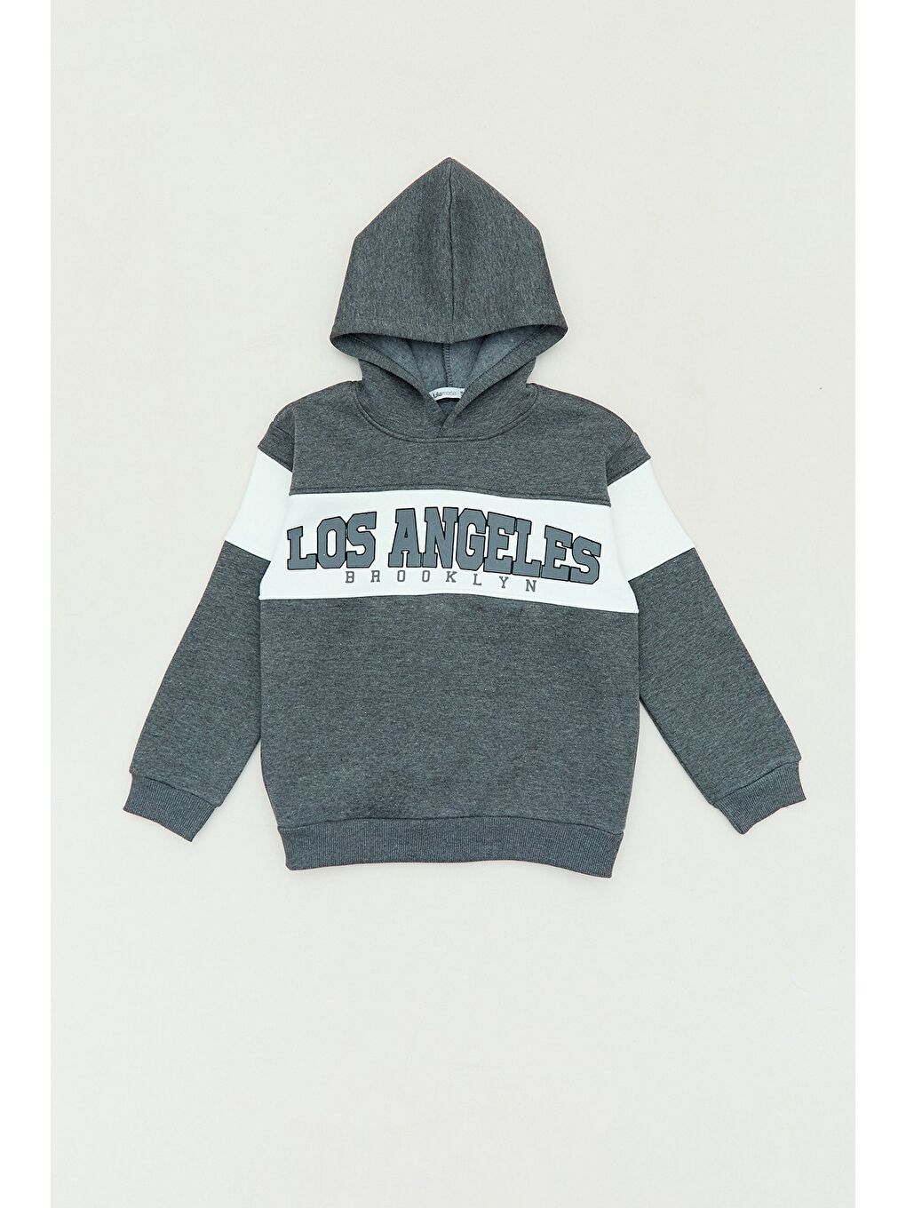 Antrasit Los Angeles Yazı Baskılı Kapüşonlu Erkek Çocuk Sweatshirt