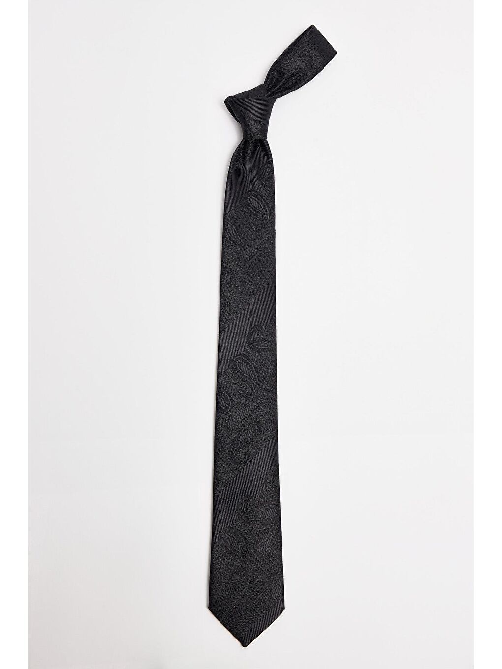 Siyah Desenli Klasik Cep Mendilli Erkek Kravat-2