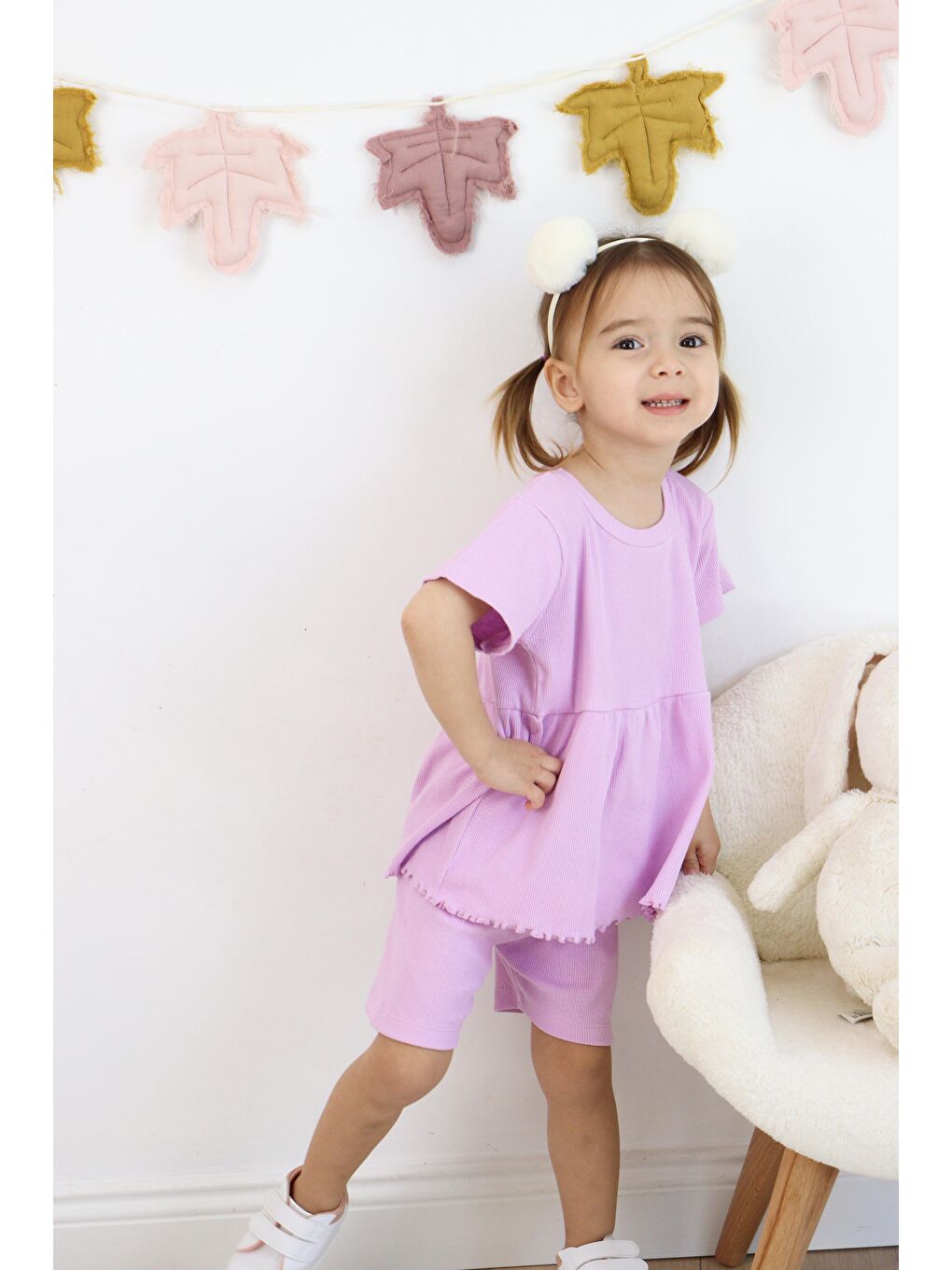Lila Fırfırlı Şortlu Takım-3