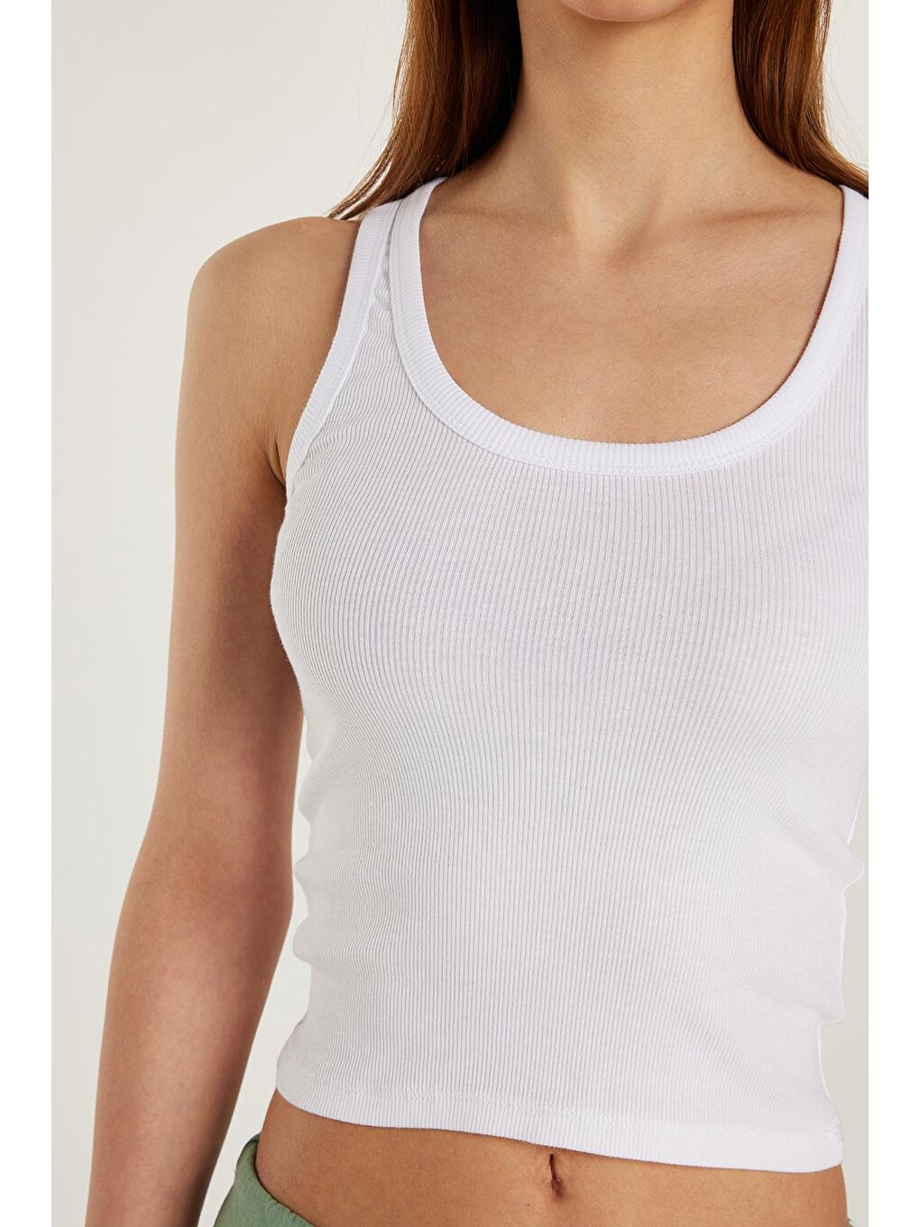 Kadın Slim Fit Dar Kesim U Yaka Modal Kumaş Beyaz Body Atlet