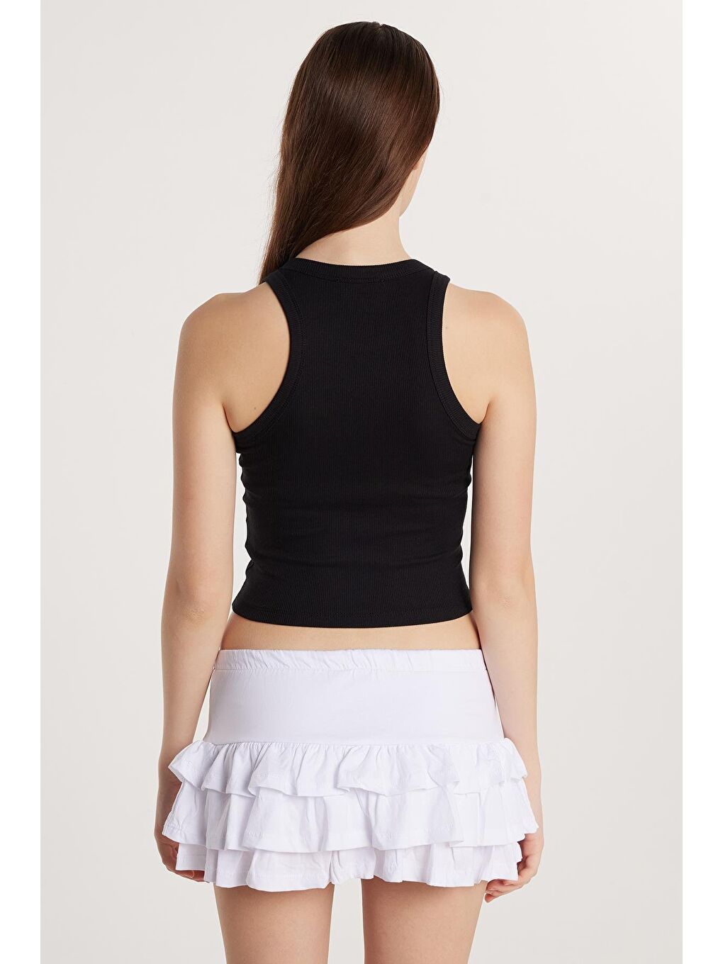 Kadın Modal Kumaş Slim Fit Dar Kesim Bisiklet Yaka Siyah Body Atlet-4