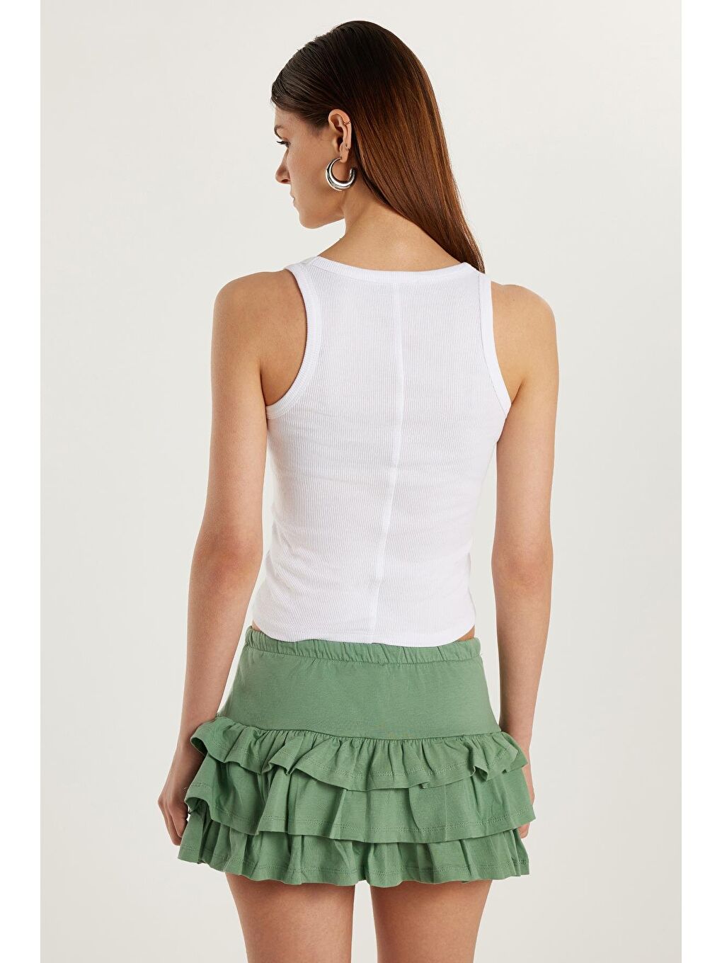 Kadın Slim Fit Dar Kesim U Yaka Modal Kumaş Beyaz Body Atlet-2