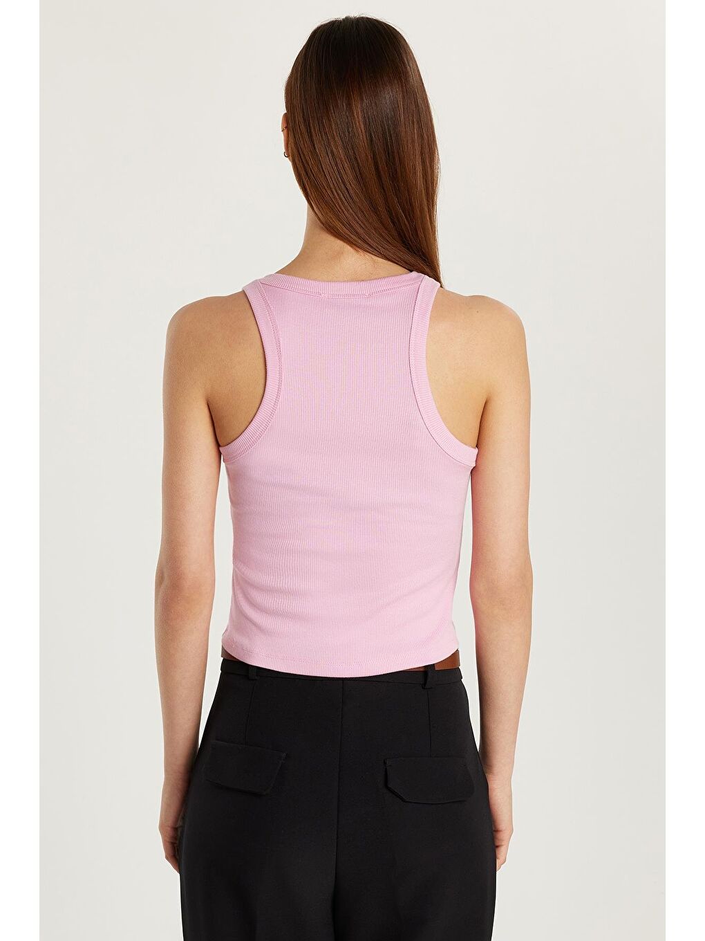 Kadın Slim Fit Halter Yaka Modal Kumaş Pembe Body Atlet-4
