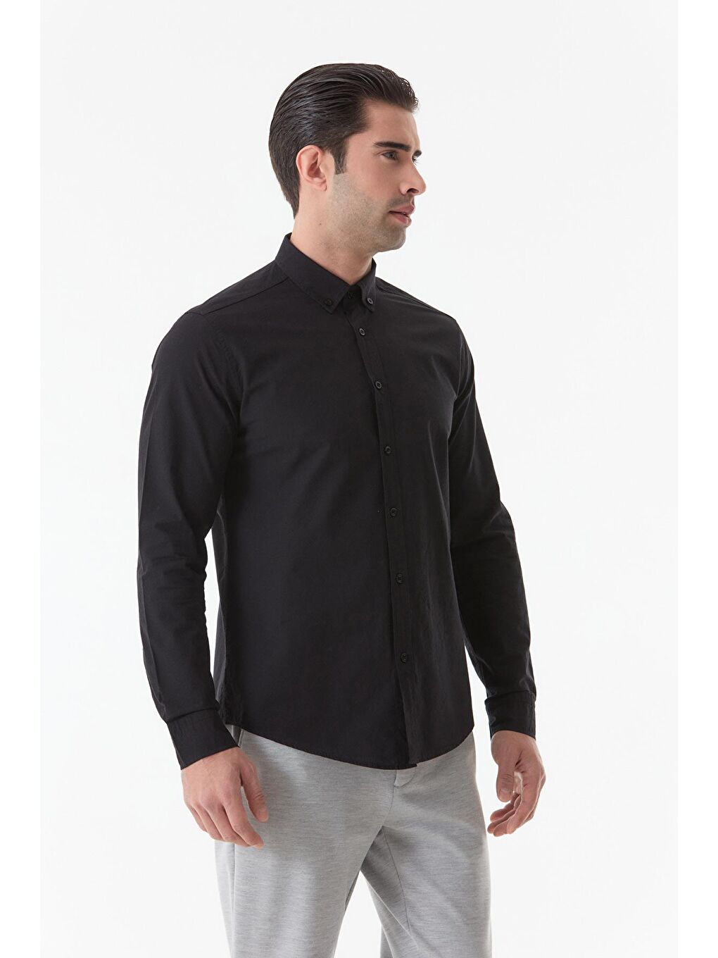 Siyah Basic Uzun Kollu Gömlek