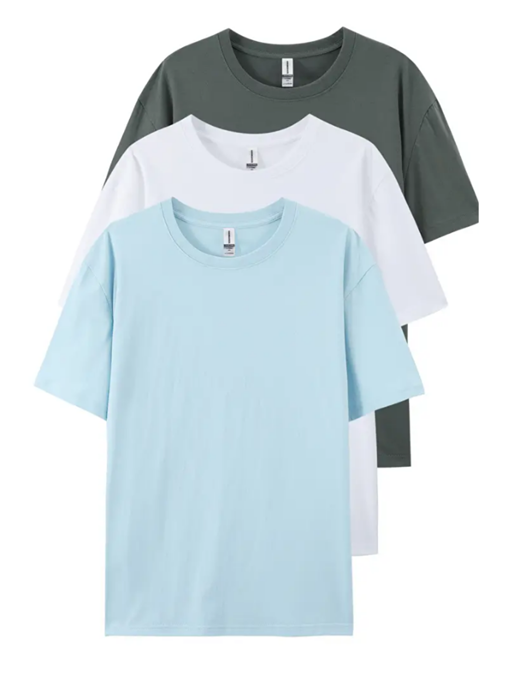 Karışık Füme Beyaz Bebe Mavi  3'lü Basic Bisiklet Yaka T-shirt